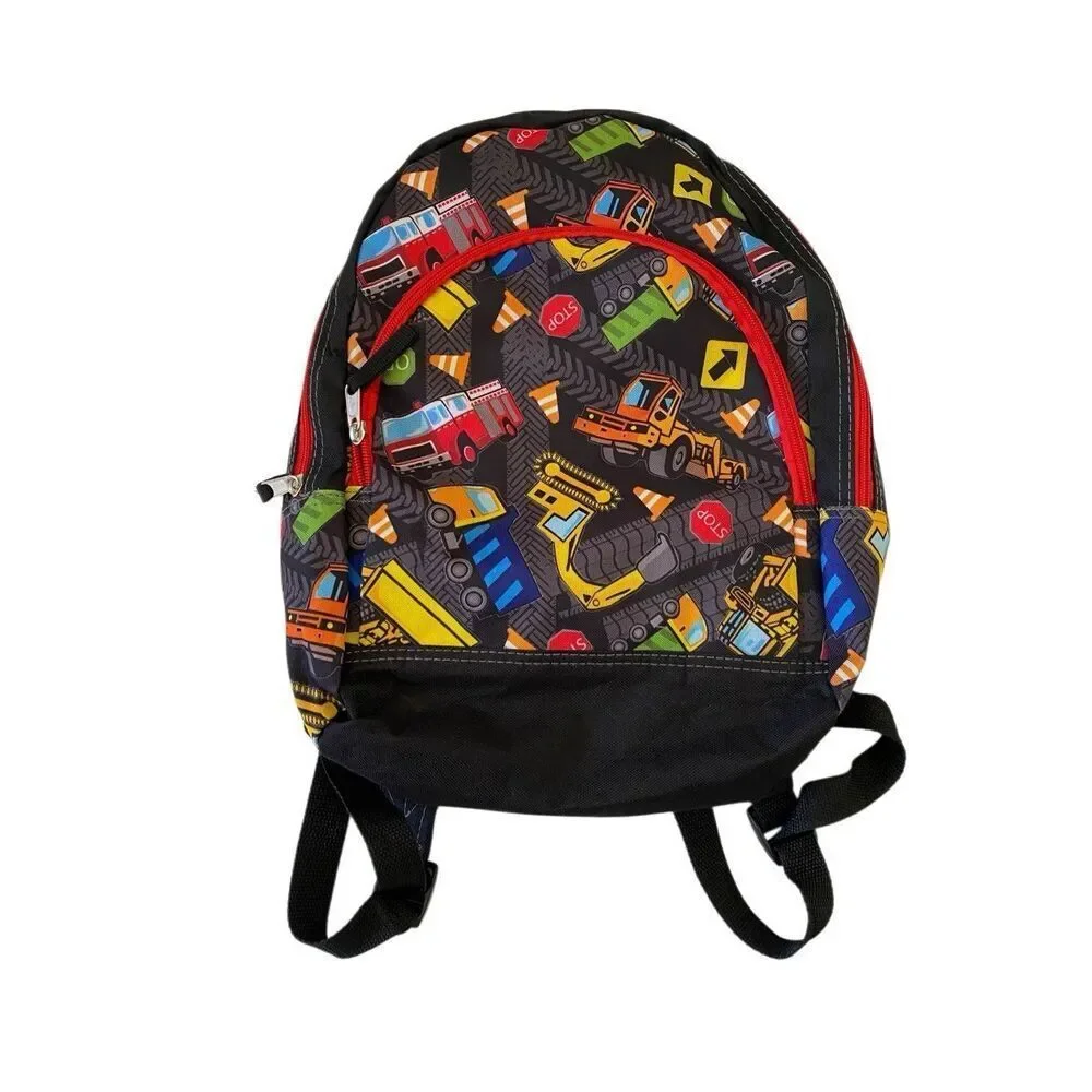 Kids Construction Truck Backpack Cartoon Boys School Utility Vehicle